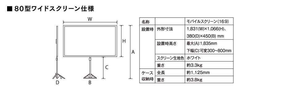 80型ワイドスクリーン仕様