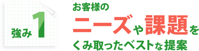 強み1：お客様のニーズや課題をくみ取ったベストな提案