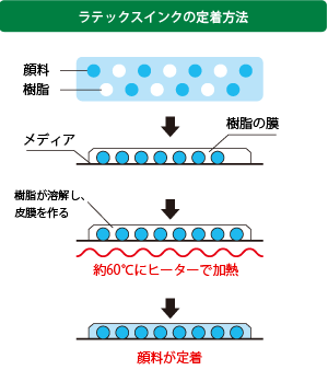 ラテックスインクの定着方法