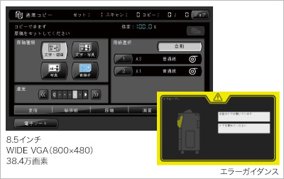 8.5インチカラータッチパネル搭載