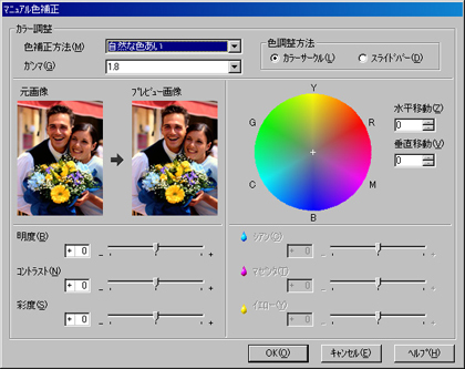 マニュアル色彩補正調整