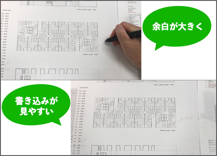 余白が大きく書き込みしやすい